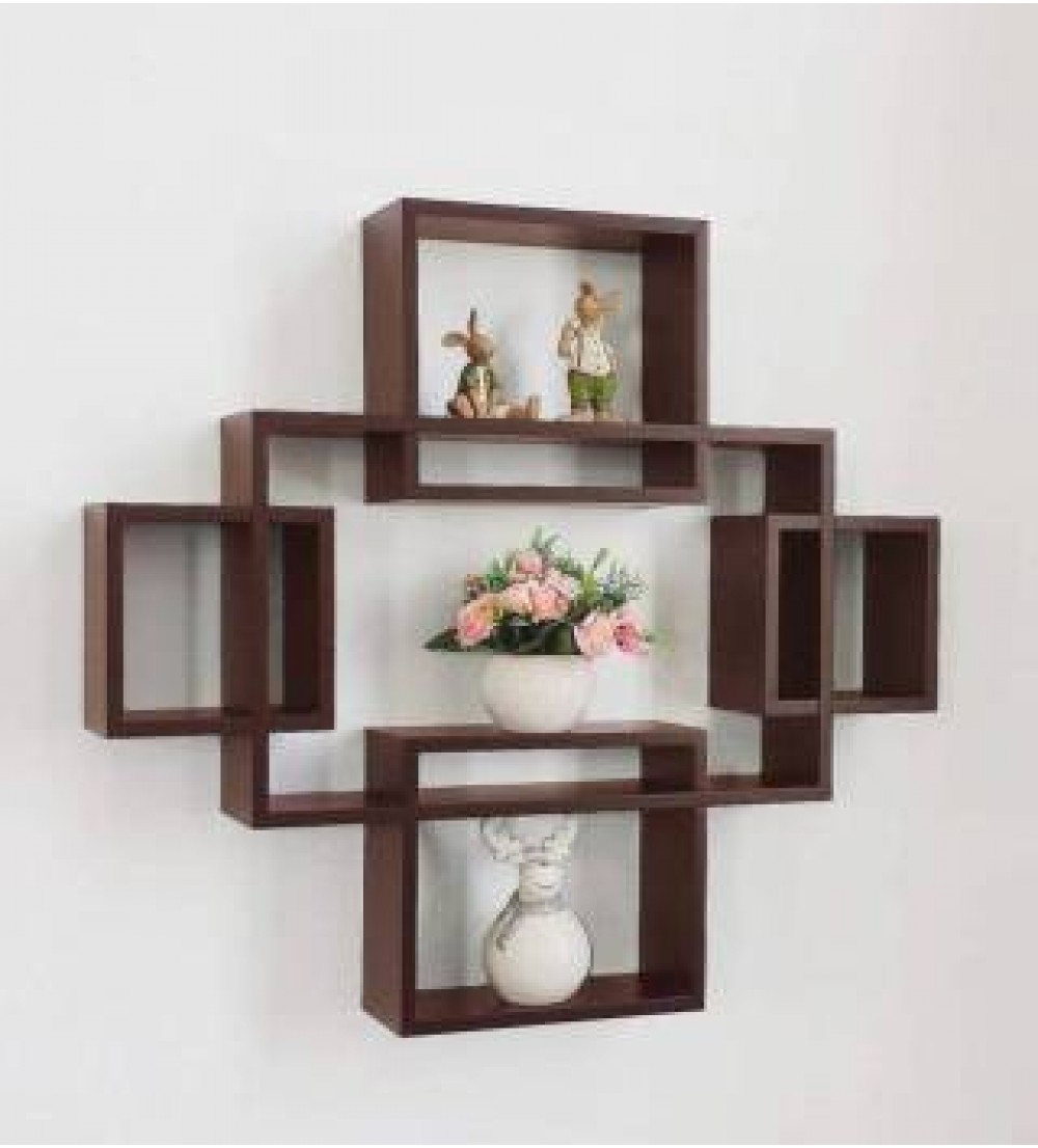 Artesia Wall Mount Set of 5 Storage Wall Shelves Rack Shelves Wooden Wall Shelf  (Number of Shelves - 5, Brown)