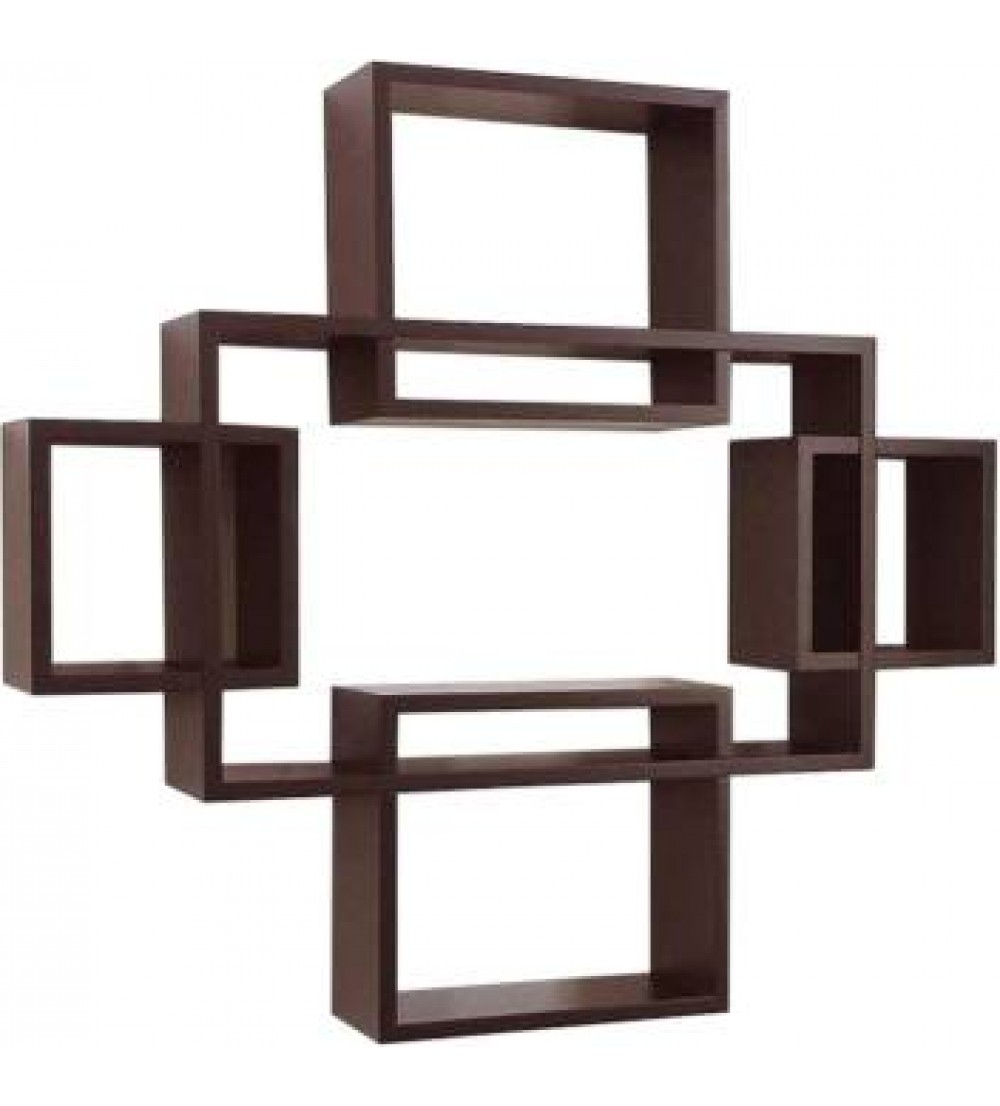 Artesia Wall Mount Set of 5 Storage Wall Shelves Rack Shelves Wooden Wall Shelf  (Number of Shelves - 5, Brown)