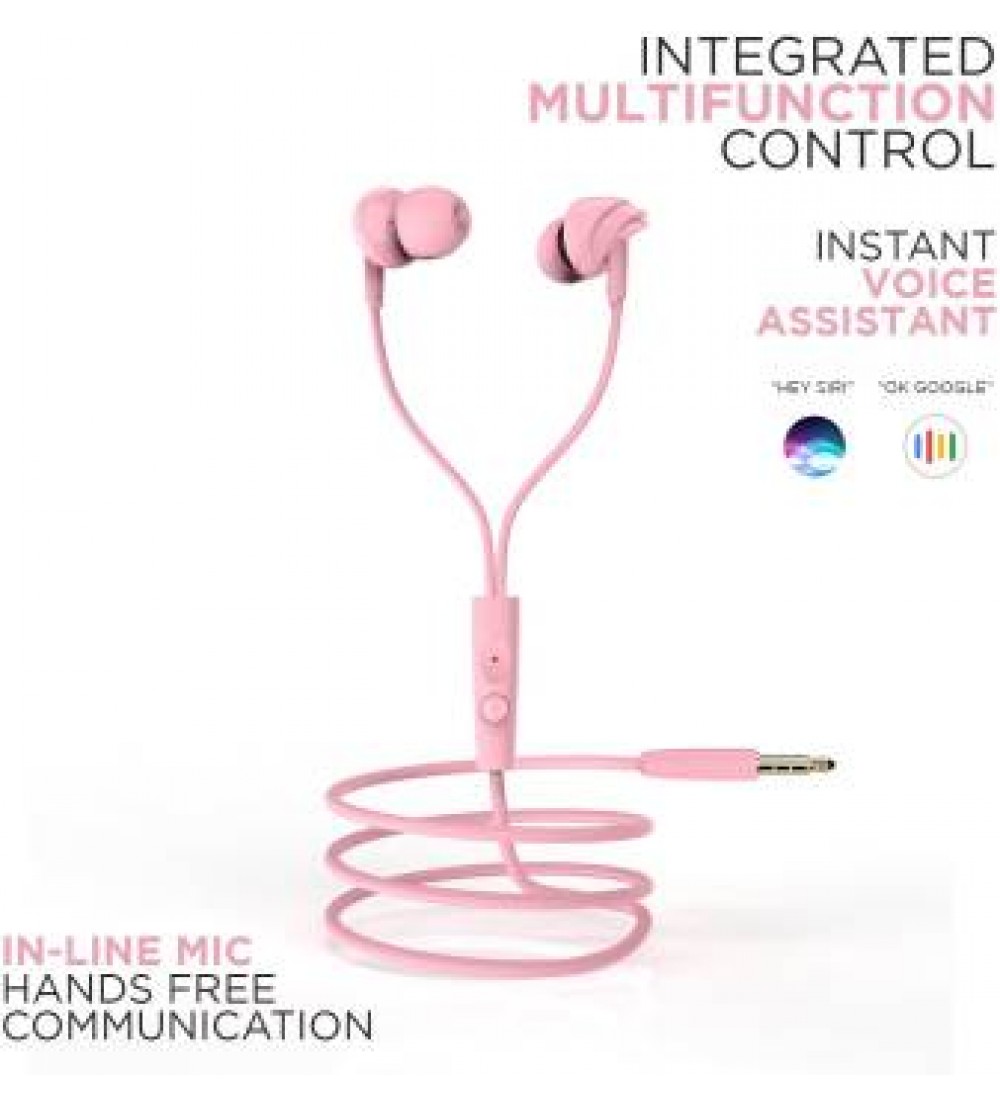 boAt BassHeads 100 Wired Headset  (Taffy Pink, In the Ear)