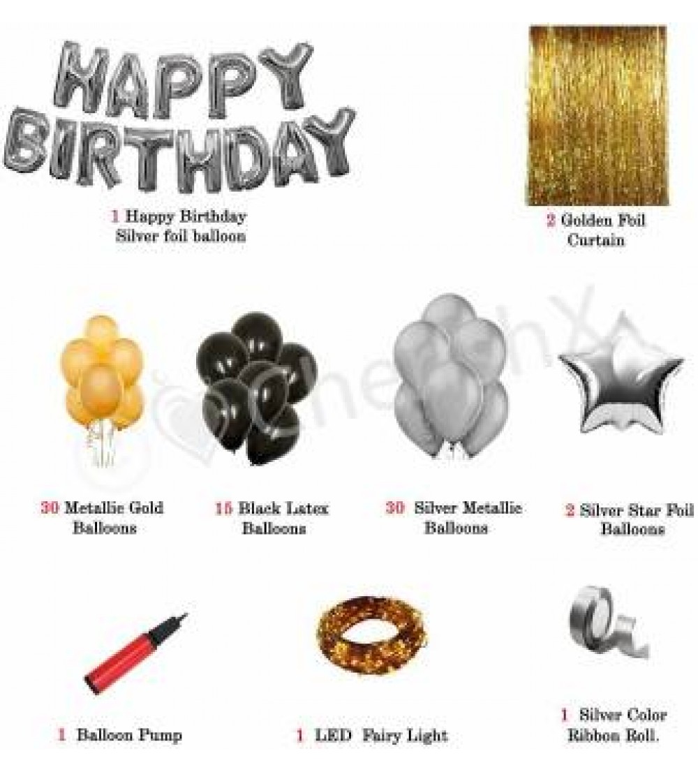 CherishX.Com Solid Silver Foil Happy Birthday Letters