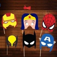 DECOR MY DAY Marvel and Justice League Handmade Paper Craft Item Marvel Avengers and DC Superhero Photo Booth Props Kit Superhero Theme- Pack of 7 Pieces Photo Booth Board  (Graduation, Birthday, Wedding, Party, Bachelorette)