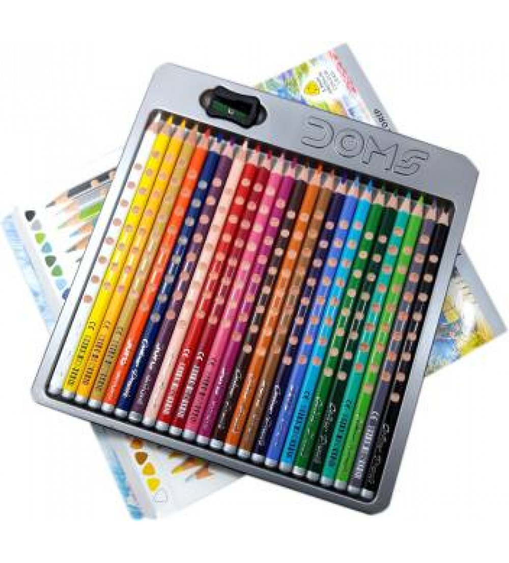 DOMS Majestic Basket 24 Groove Colour Pencils Alongwith 28 Shades of Plastic Crayons Colour