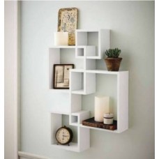 Decorhand Wall Mount Set of 4 White Wall Shelves Storage Rack Shelves Wooden Wall Shelf  (Number of Shelves - 4, White)