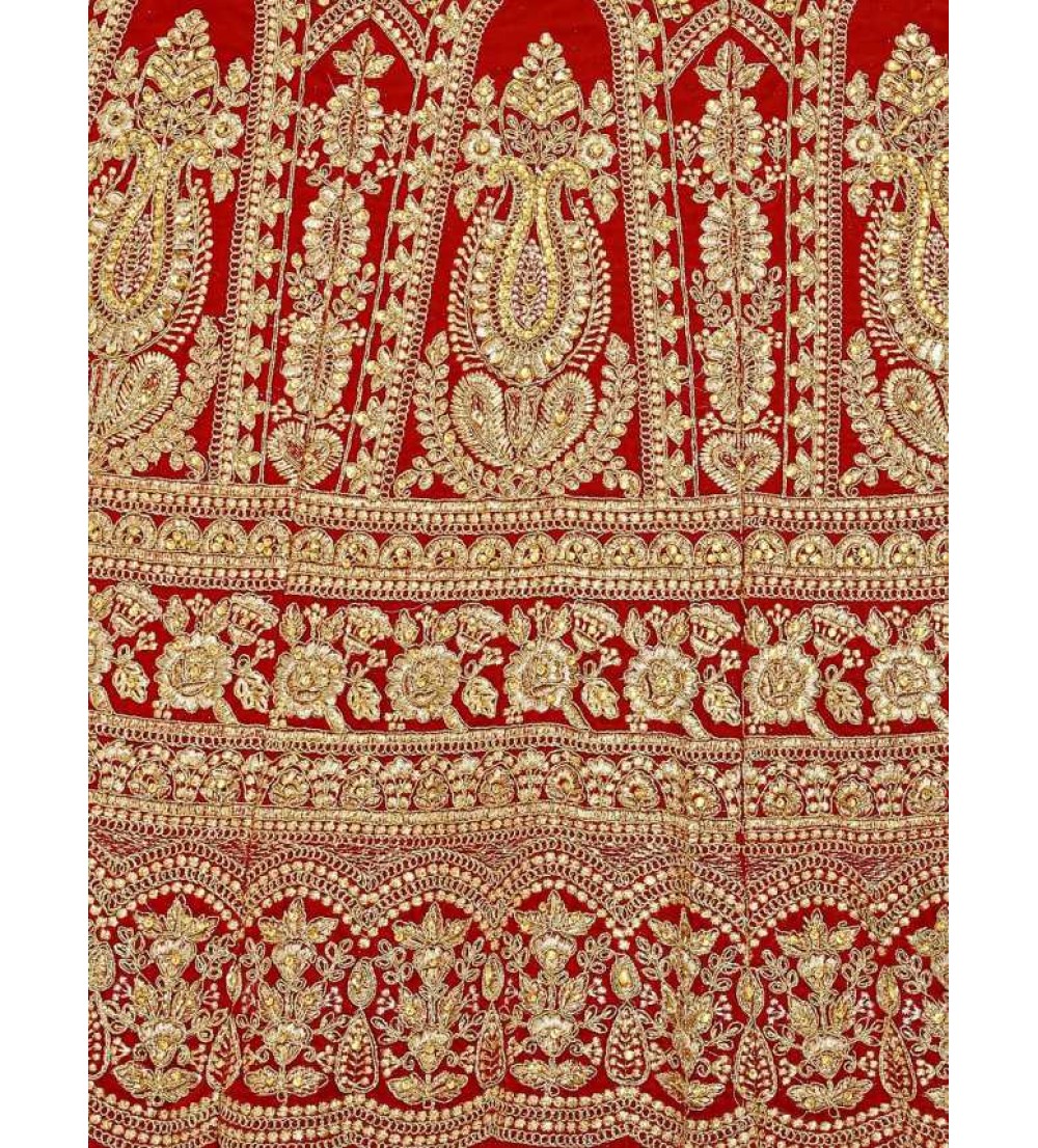 Meghsunder  Embroidered Semi Stitched Lehenga Choli  (Red)