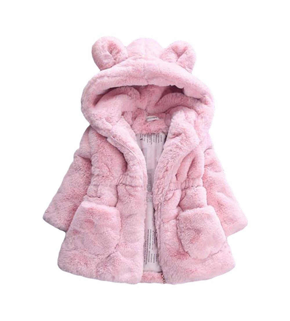 Full Sleeves Fluffy Coat for Girls (BABY PINK, XXL)