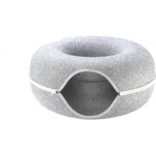 Goofy Tails Donut Cat Felt Bed House| Easy Zipper Felt Bed House for Cats/Kittens/Small Pets (L-50 * H-10cm) S Pet Bed  ((Light Grey))