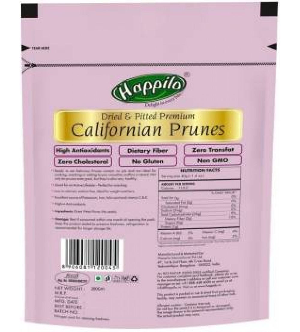 Happilo Dried and Pitted Premium Californian Prunes  (200 g)
