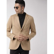 Indian Terrain  Solid Single Breasted Casual Men Full Sleeve Blazer  (Beige)