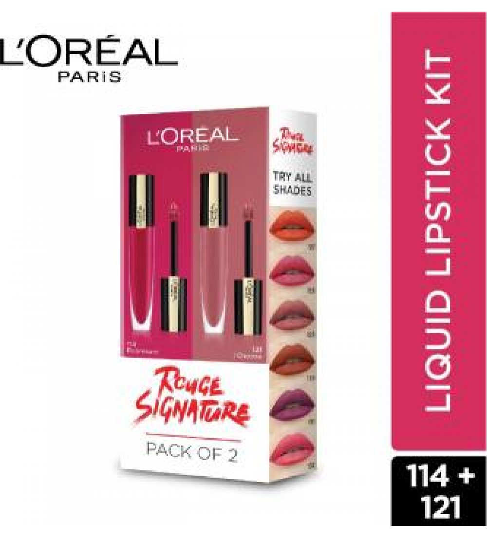 L'OREAL PARIS Rouge Signature pack of 2 (shade 114 + 121), 14g  (114 + 121, 14 ml)