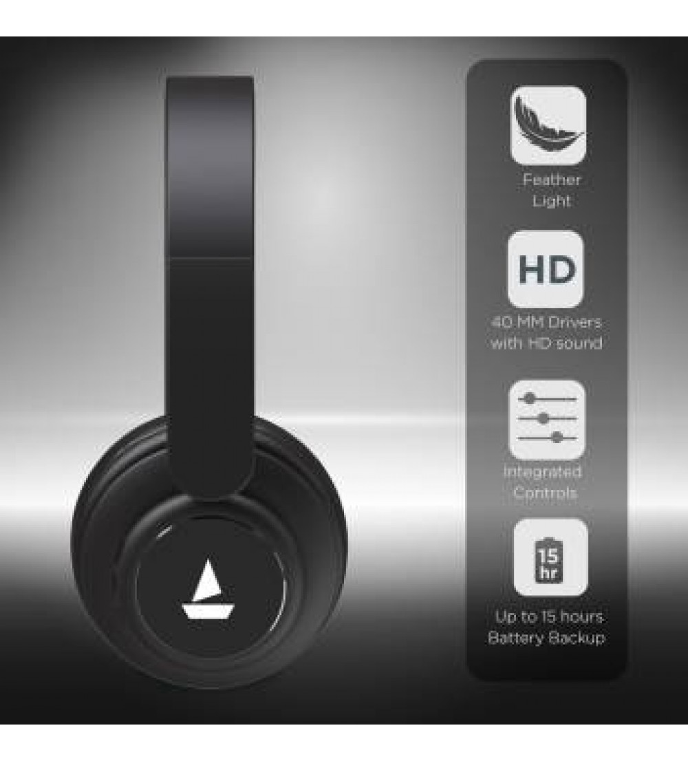 boAt Rockerz 450 Bluetooth Headset  (Luscious Black, On the Ear)