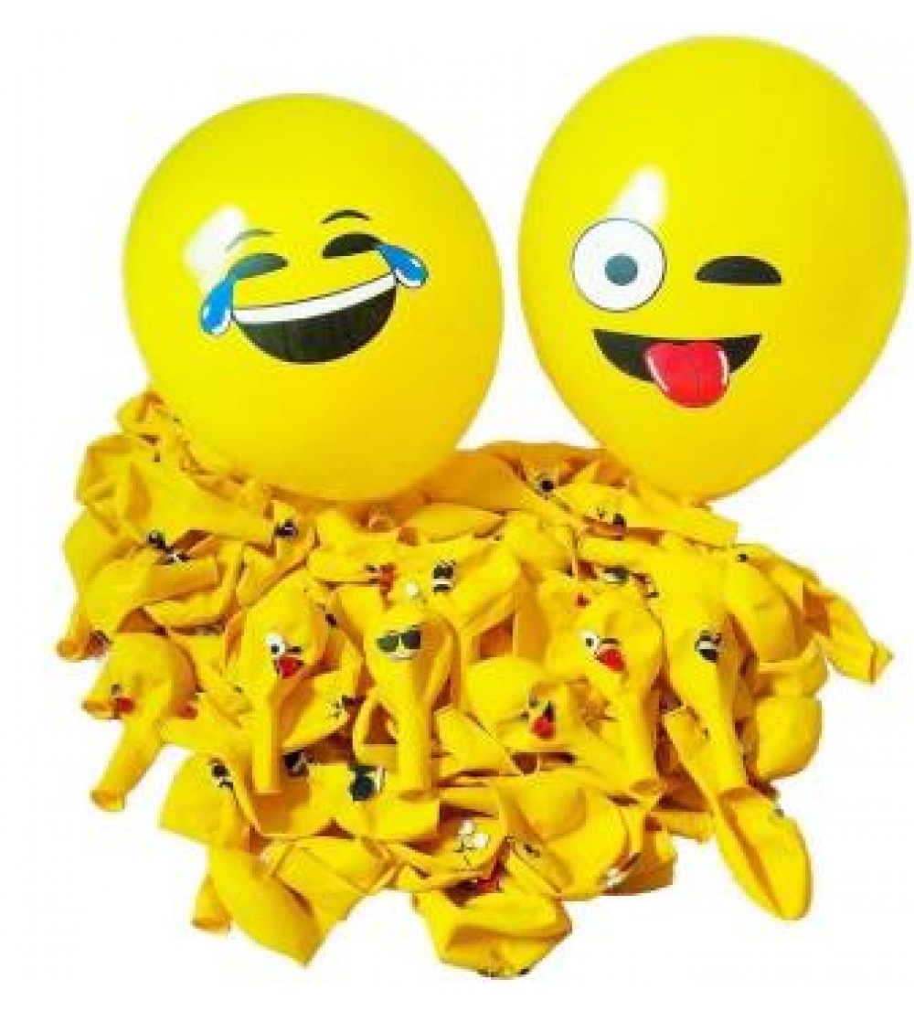 Smartcraft Printed Emoji Balloons Latex Yellow Emoji Smiley Balloons (Pack Of 25) Balloon  (Yellow, Pack of 25)