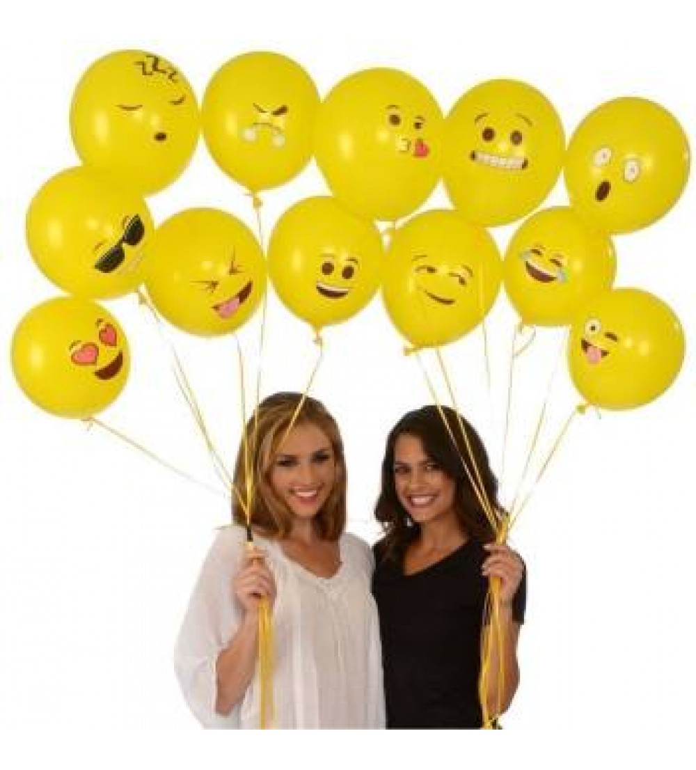 Smartcraft Printed Emoji Balloons Latex Yellow Emoji Smiley Balloons (Pack Of 25) Balloon  (Yellow, Pack of 25)