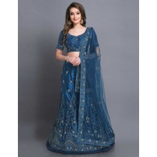 Swaron  Embellished, Embroidered Semi Stitched Lehenga Choli  (Blue)