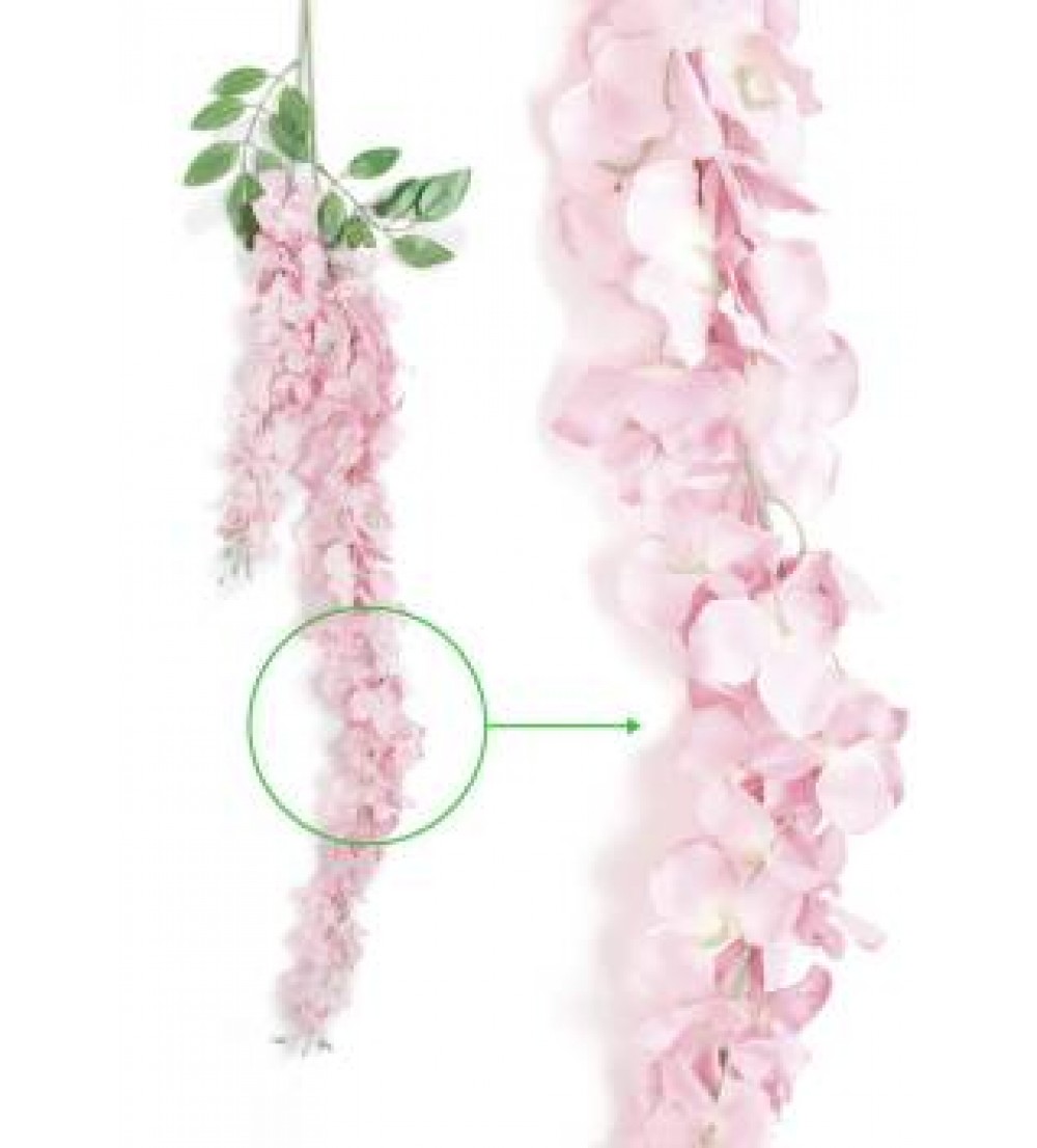 Tied Ribbons Silk Wisteria Flower String for Wedding, Party, Home Decoration, Balcony Pink Lily Artificial Flower  (42 inch, Pack of 10)