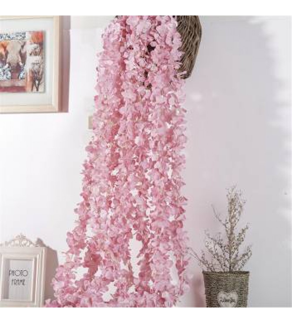 Tied Ribbons Silk Wisteria Flower String for Wedding, Party, Home Decoration, Balcony Pink Lily Artificial Flower  (42 inch, Pack of 10)