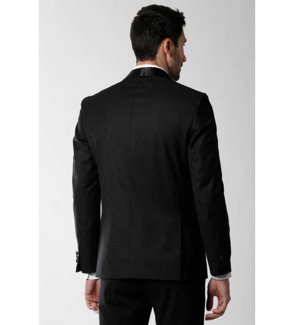 Peter England  Solid Single Breasted Party Men Blazer  (Black)