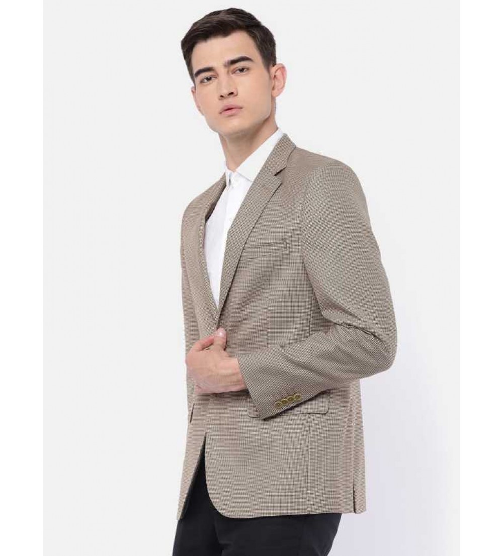 Raymond  Solid Bandhgala Formal Men Blazer  (Beige)